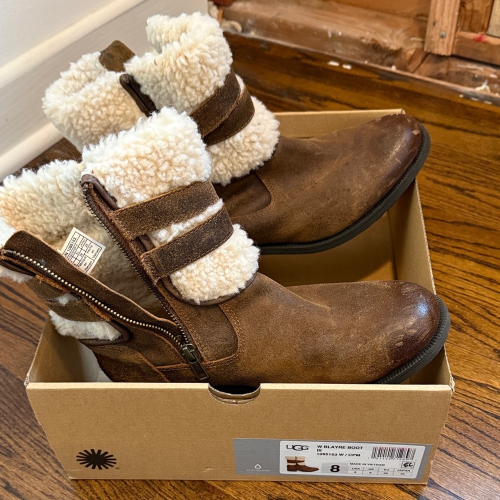 UGG Blayre Tan and Cream Shearling Boots